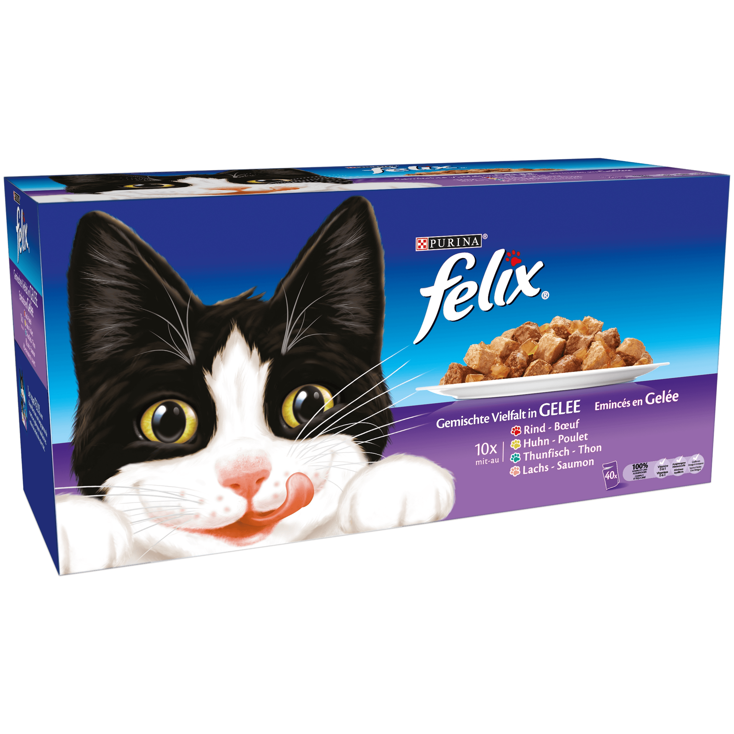 Pâtée pour chats adultes en gelée Felix 12x85g sur
