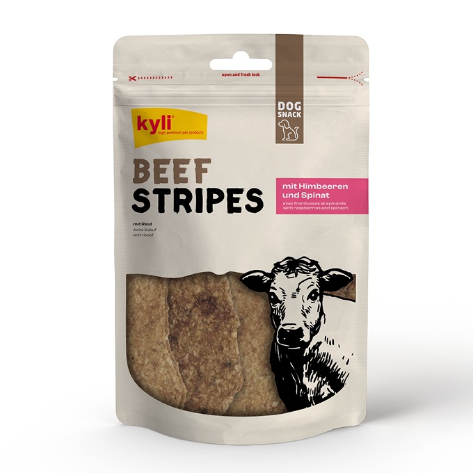 Beef Stripes avec framboises et épinards