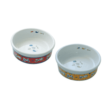 Ceramic cat bowl with cat motif