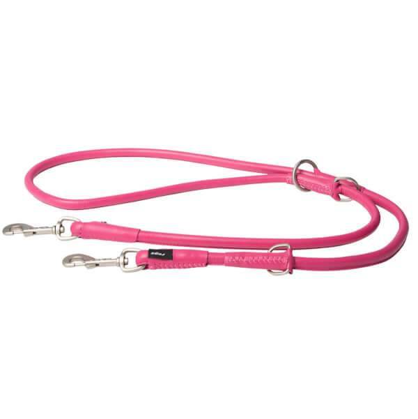 Laisse en cuir Round Multi rose