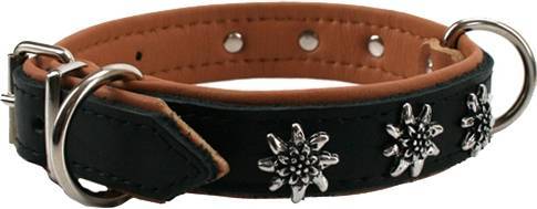 Leather collar with edelweiss decoration
