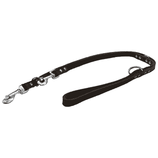 Soft leather leashes riveted with decorative stitching, brown