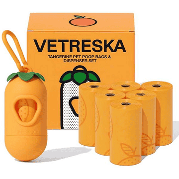 Poop bag dispenser set Tangerine, 7 rolls