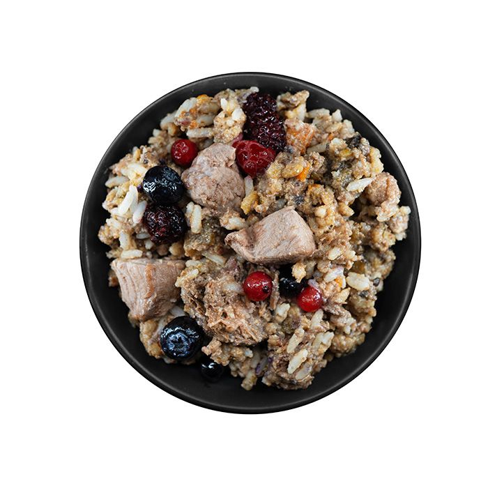 Complete Menu Beef with Rice and Forest Fruits