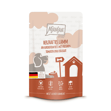 Dog Herzhaftes Lamm an gekochtem Reis mit frischen Tomaten