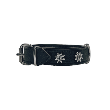 Edelweiss Collar made of soft leather, black