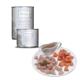 Blanchierte Pute mit reichlich Lachs an Sosse