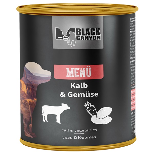 Dog menu for puppies with veal &amp; vegetables