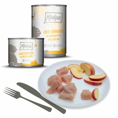 Zartes Hühnchen an schmackhaften Apfelstückchen (poulet & pomme)
