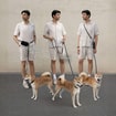 3-in-1 Handsfree Leather Dog Leash schwarz