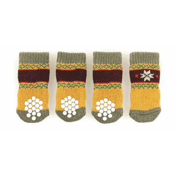 Hundesocken mit Anti-Slip Naturi, olive/dunkelgelb