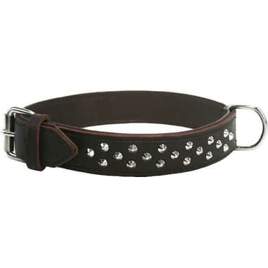 Weichleder-Halsband mit Dekonieten, Braun