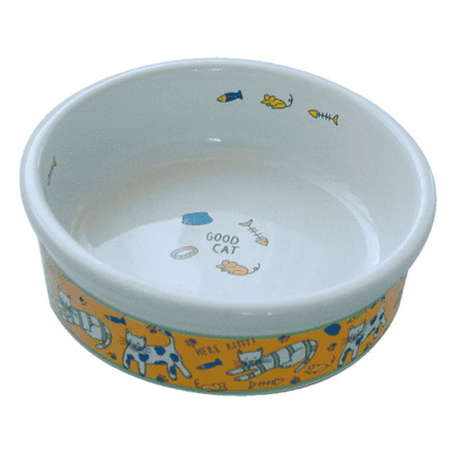 swisspet Katzennapf Keramik, S, FT-126, gelb / weiss