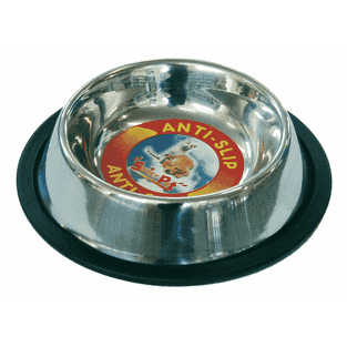 Écuelles en acier inox avec anneau en caoutchouc