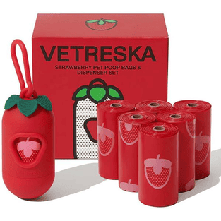 Kotbeutelspender Set Strawberry, 7 Rollen