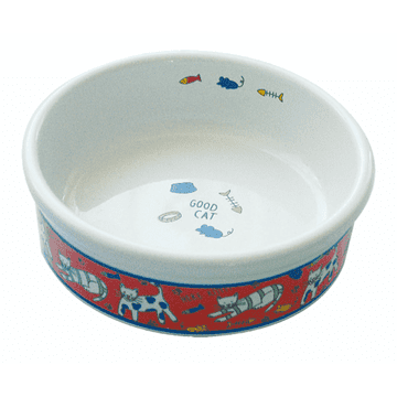 Ceramic cat bowl with cat motif