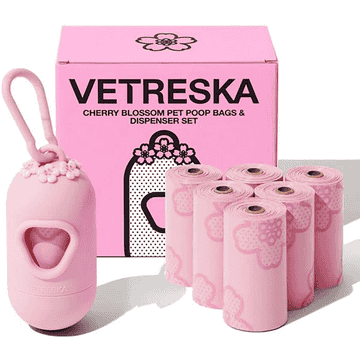 Set distributeur de sacs à crottes Cherry Blossom, 7 rouleaux