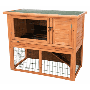 Clapier pour petits animaux Natura avec enclos, rouge-brun