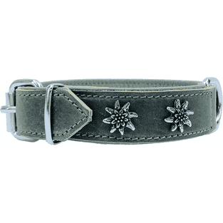 Edelweiss-Halsband aus weichem Leder, grün