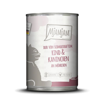 DUO von schmackhaftem Rind & Kaninchen an Möhrchen