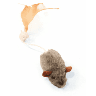 Souris en fourrure avec plume