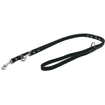 Soft leather leashes riveted with decorative stitching, black