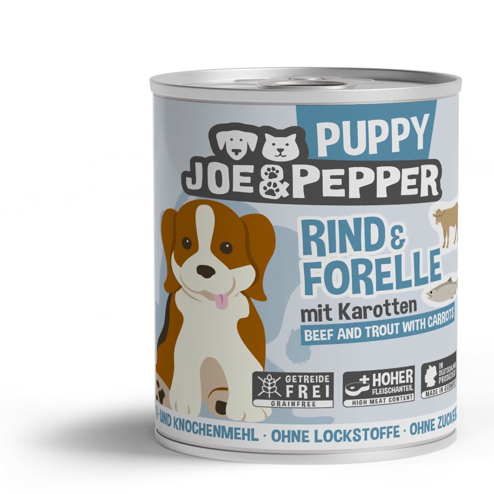Dog Puppy Rind & Forelle mit Karotten