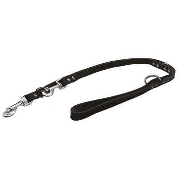 Soft leather leashes riveted with decorative stitching, brown