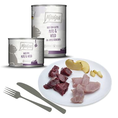 DUO von guter Pute & Wild an Apfelstückchen (dinde, gibier & pommes)