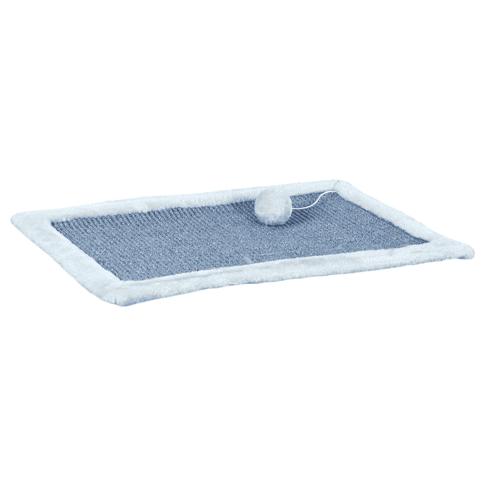 Tapis à gratter avec bord en peluche, gris clair