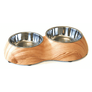 Melamin Hunde- & Katzendoppelnäpfe, Holzmotiv