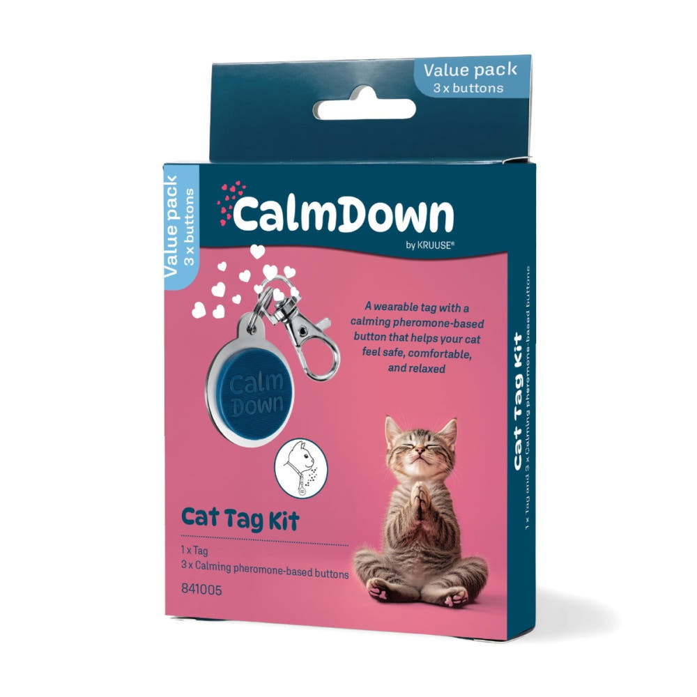 CalmDown Post-OP Button & Halsband-Anhänger für Katzen