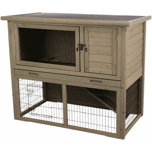Clapier pour petits animaux Natura avec enclos, gris-brun