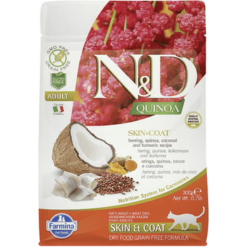 Feline Adult Quinoa Skin & Coat Hering, Kokos