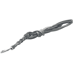 Longue laisse en cuir souple avec dragonne, gris