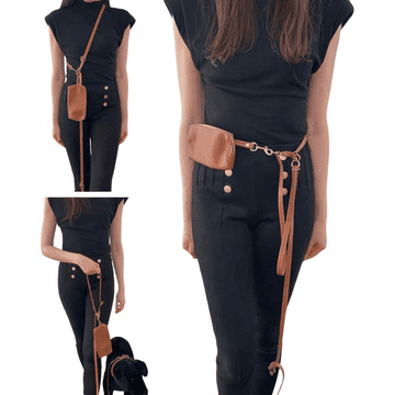 3-in-1 Handsfree Leather Dog Leash