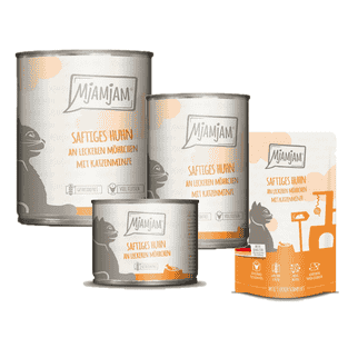 Saftiges Huhn an leckeren Möhrchen mit Katzenminze