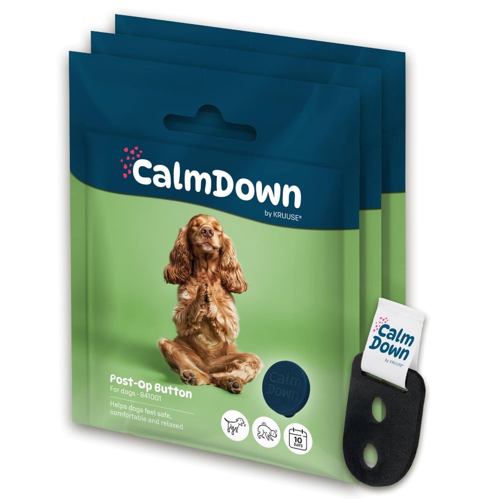 CalmDown Post-OP Button & Klett-Anhänger für Hunde