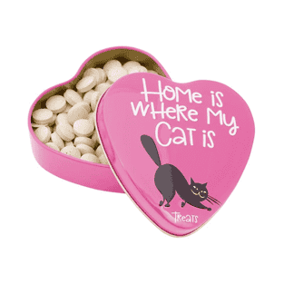 Katzen Leckerlis im Herz "Home is where my cat is"