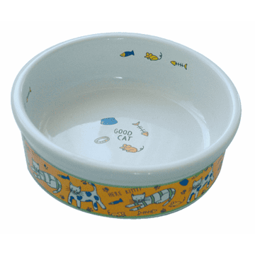 Ceramic cat bowl with cat motif