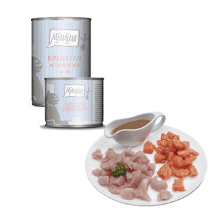 Blanchierte Pute mit reichlich Lachs an Sosse