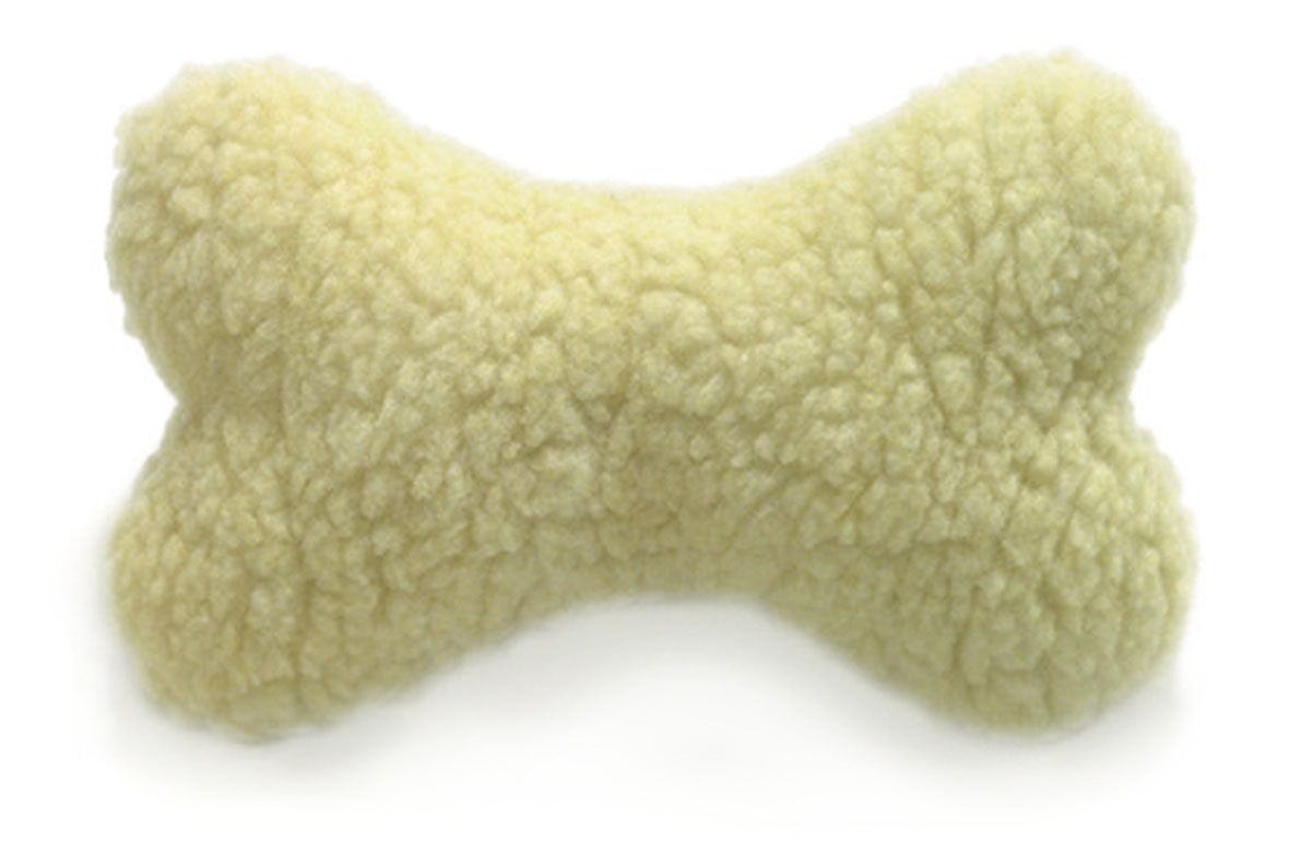Spielknochen Fell-Imitat, mit Quietscher, L = 16cm