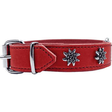 Collier Edelweiss en cuir souple, rouge