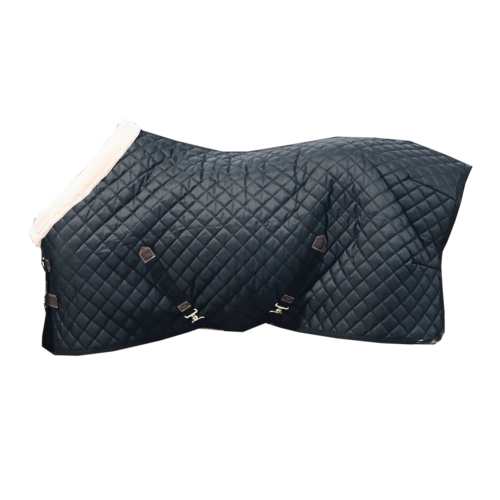 Show rug 160 g with synthetic fur collar - black