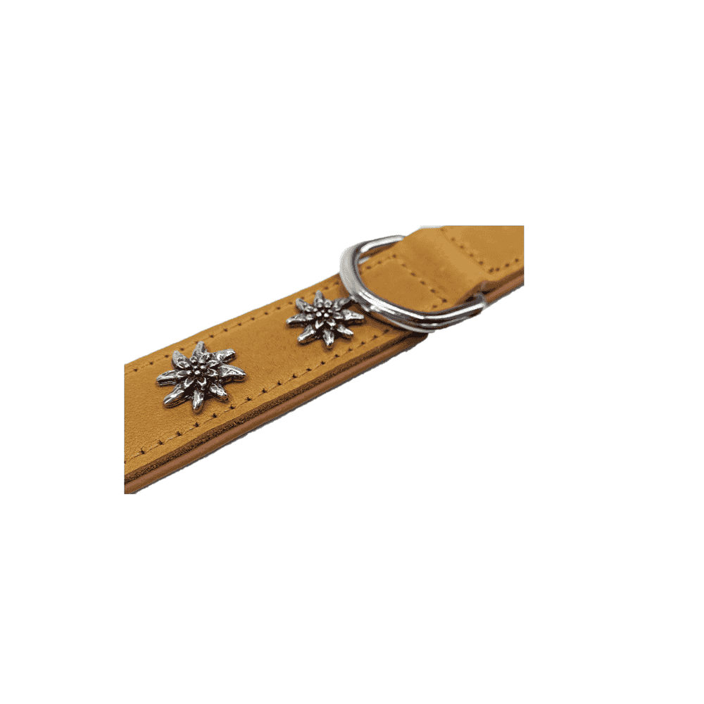 Collier Edelweiss en cuir souple, beige / cognac