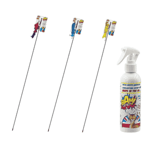 set of 3 play fishing rods plus 1 Cat Nip Spray
