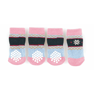 Chaussettes pour chiens avec anti-slip Naturi, rose/bleu clair