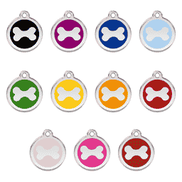 Médaille pour animaux avec Emaille - Os en différentes couleurs