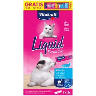 Cat Liquid Snack Lachs MSC+Omega3 plus gratis Cat Stick