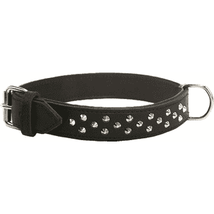 Collier en cuir souple avec rivets décoratifs, noir
